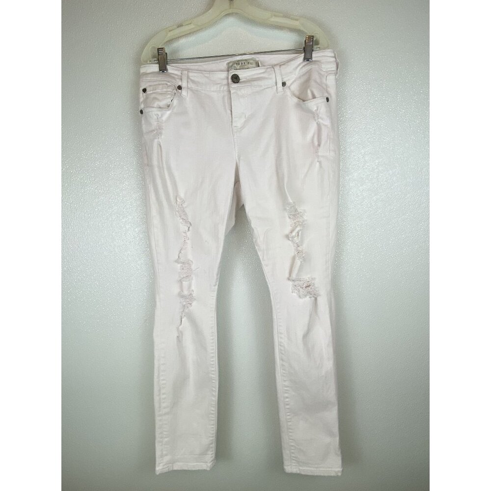 Torrid Women's Distressed White Skinny Jeans 12R